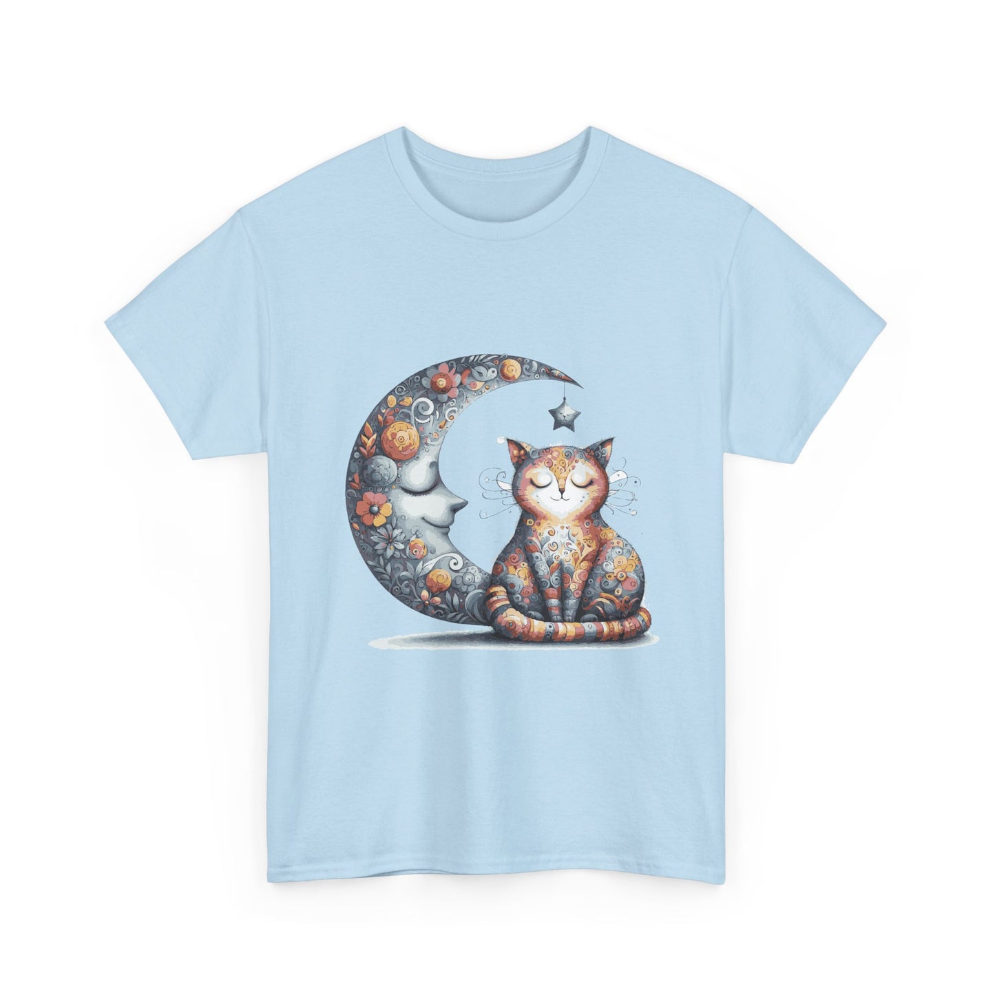 Cat Moon T-Shirt — Whimsical Cosmic Cat Graphic Tee