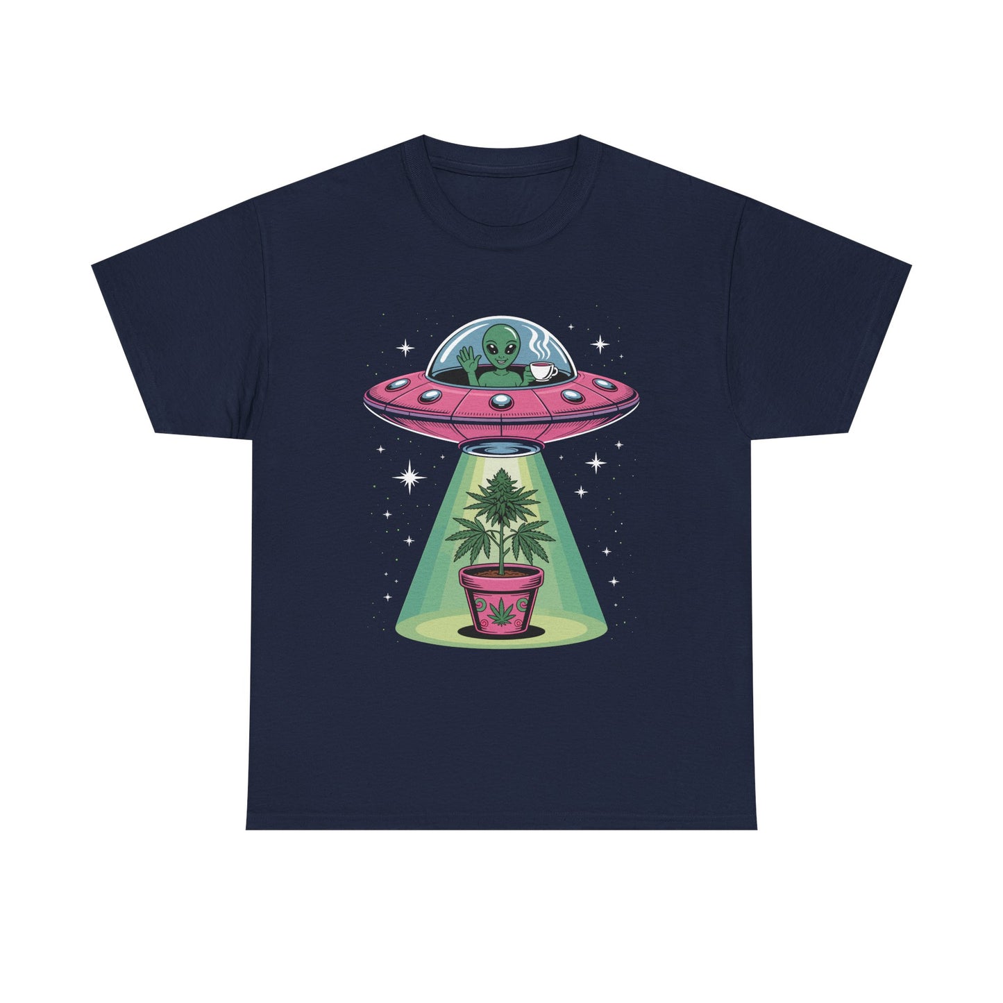 Alien UFO Plant Tee — Cute Extraterrestrial Plant Abduction Graphic T-Shirt