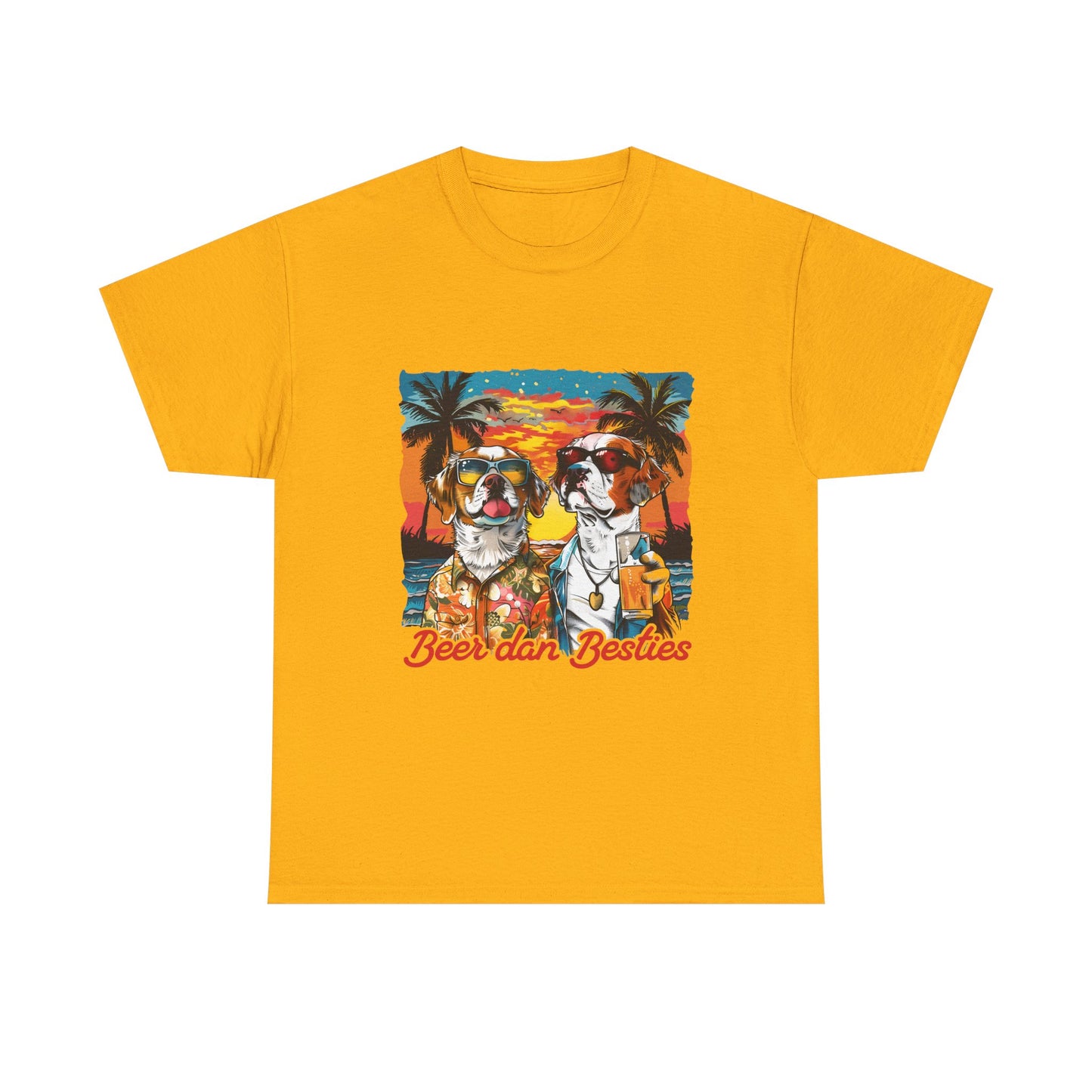 T-Shirt — 'Beer dan Besties' Retro Sunset Dogs Tee