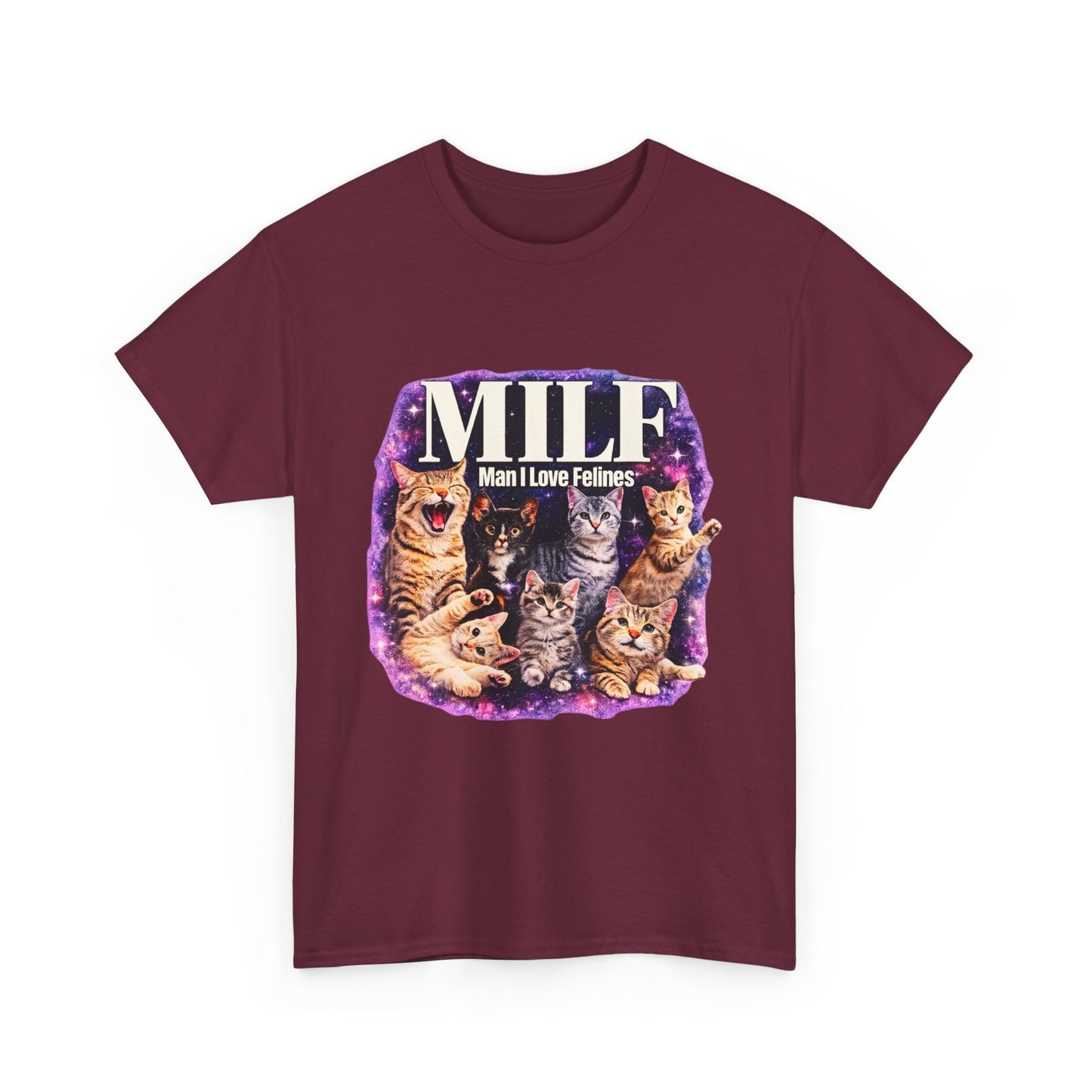 Cat Lover Tee — "MILE: Man I Love Felines" Graphic T-Shirt