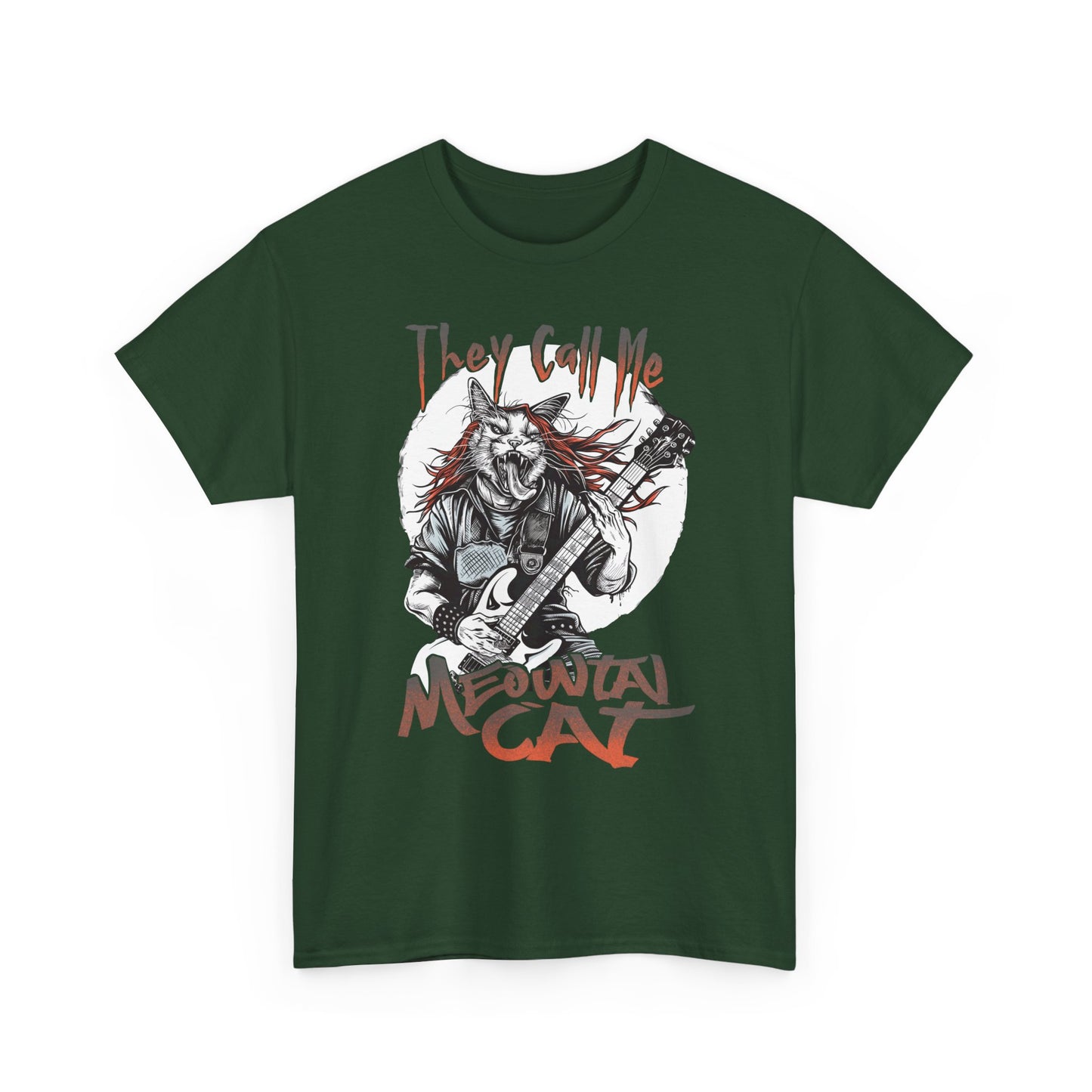 Meowtal Cat Guitar T-Shirt — "They Call Me Meowtal Cat" Rock Music Tee
