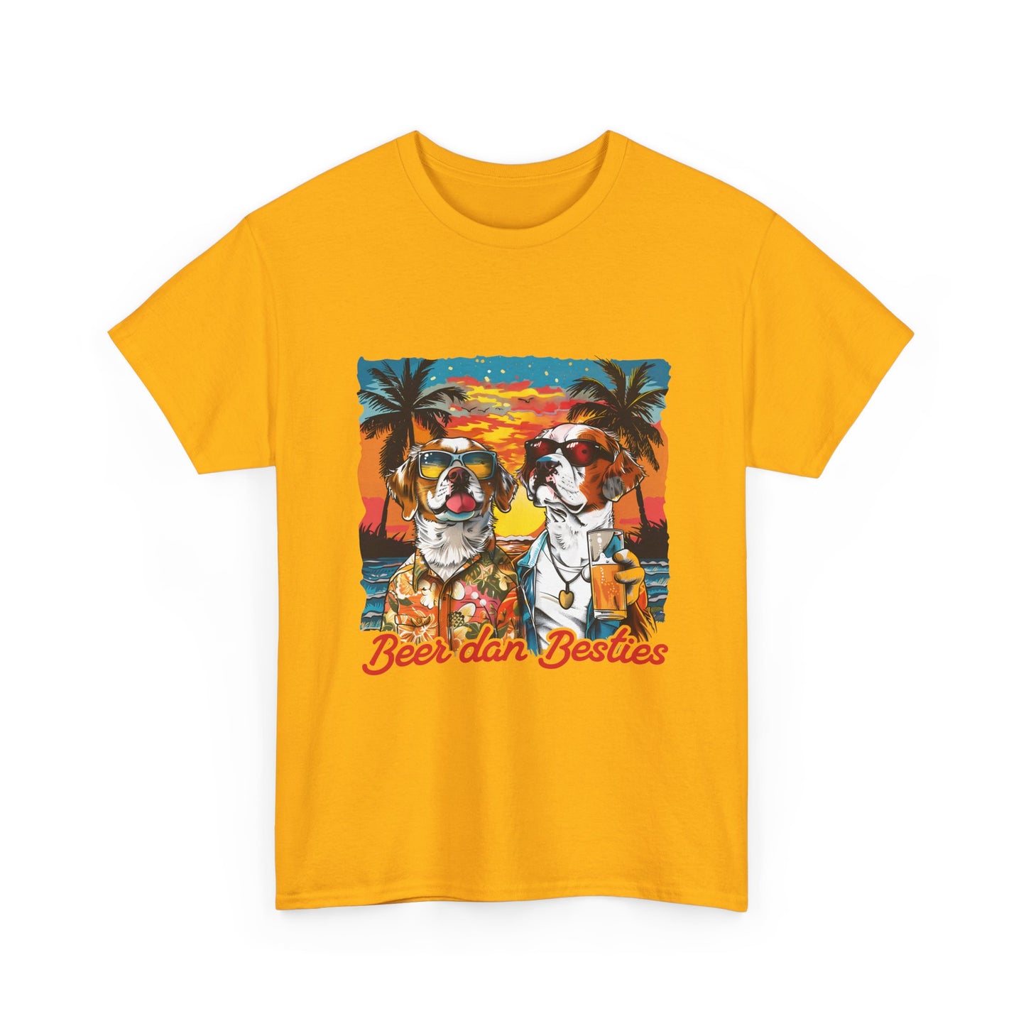 T-Shirt — 'Beer dan Besties' Retro Sunset Dogs Tee