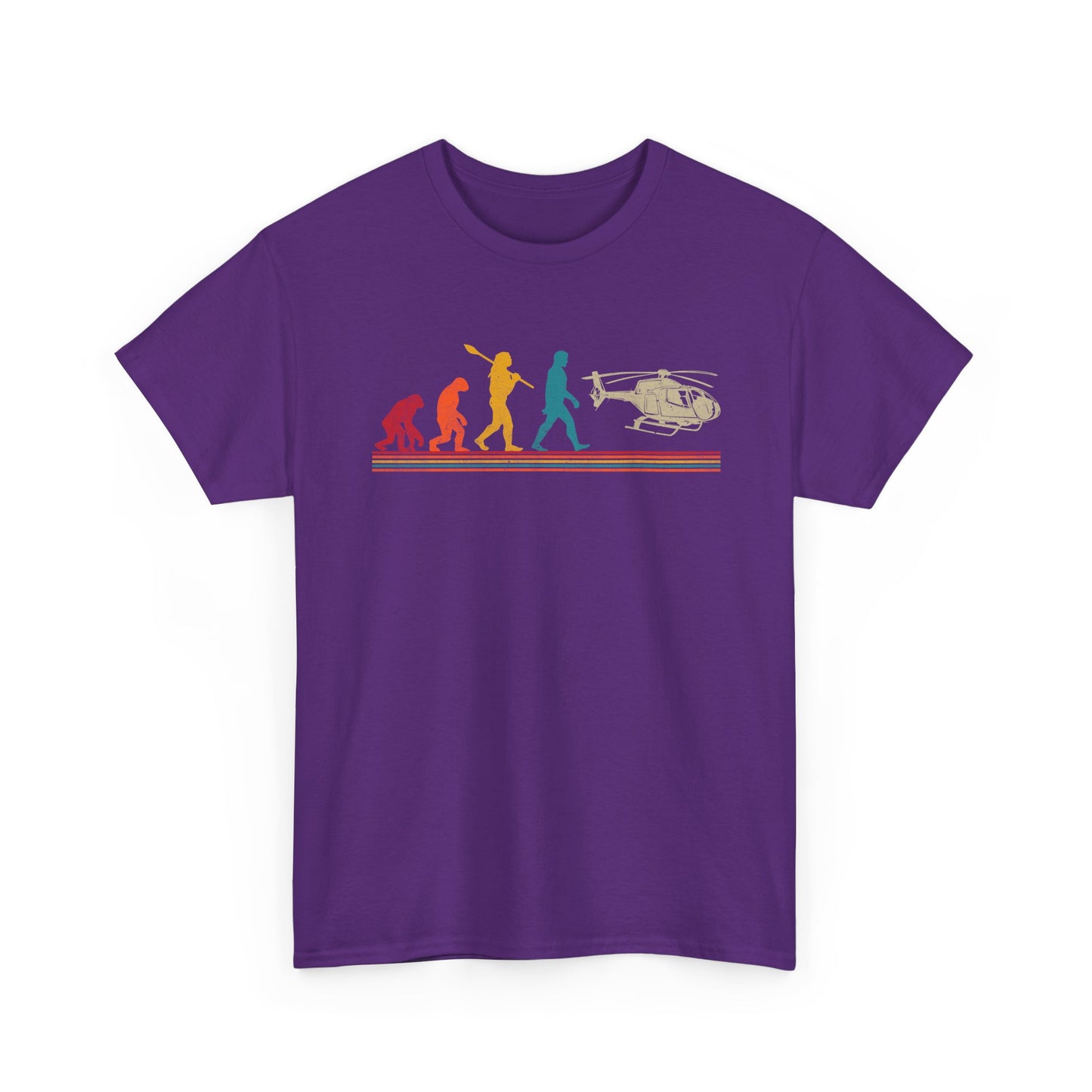 T-Shirt - Evolution of Man to Helicopter Vintage Graphic Tee