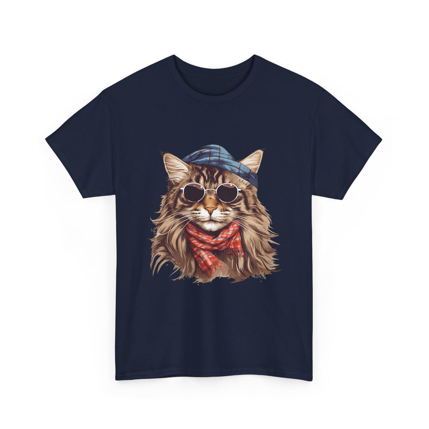 Cat Portrait Tee — Hipster Cat with Sunglasses & Bandana Graphic T-Shirt