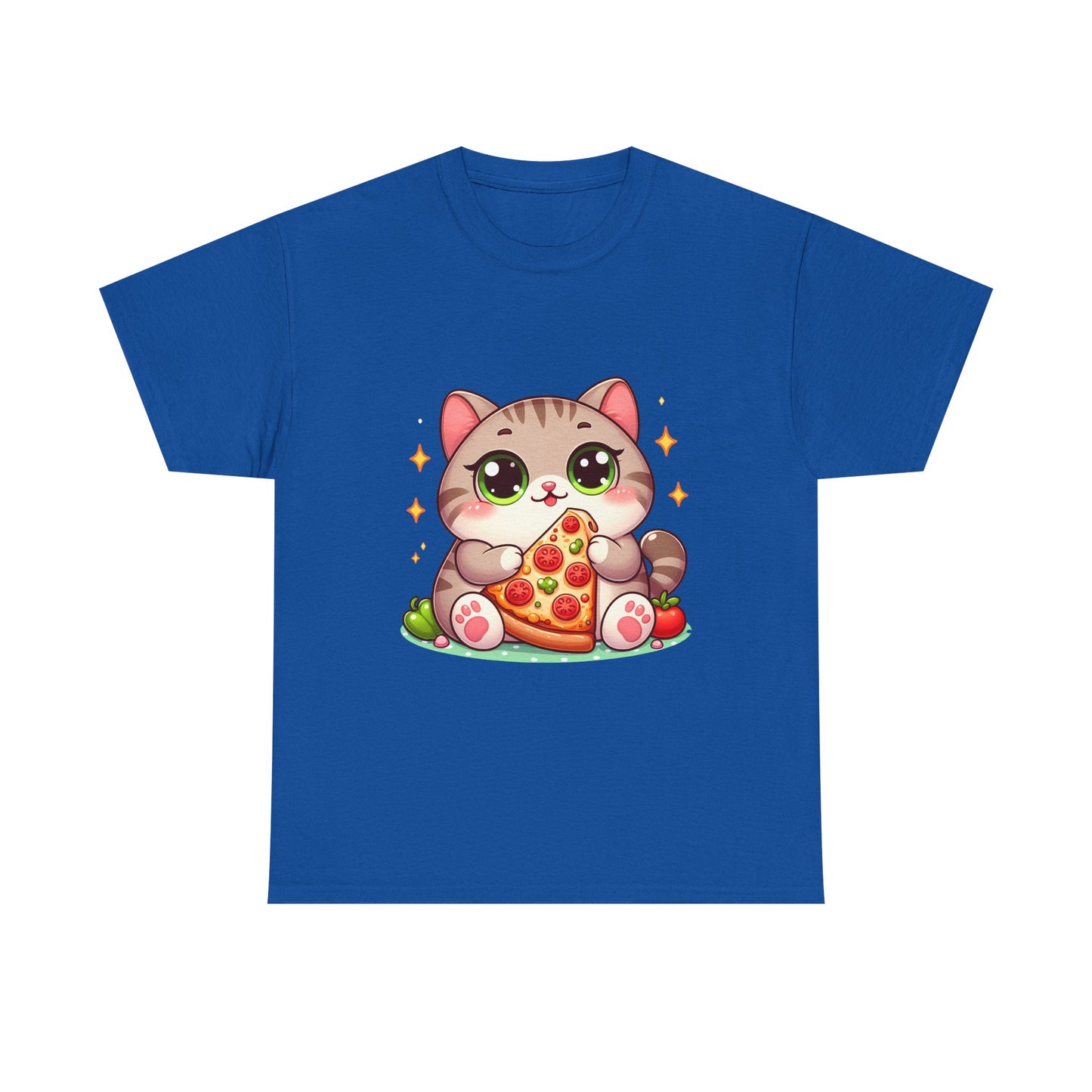 Cute Cat Eating Pizza T-Shirt — Kawaii Cat Pizza Tee