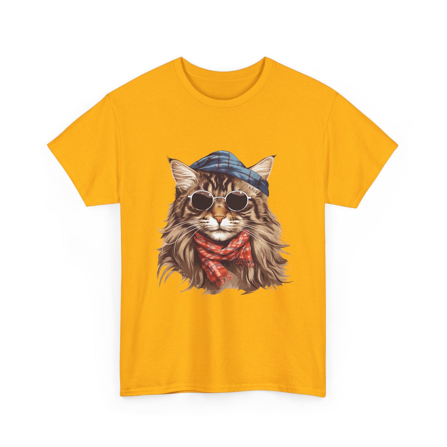 Cat Portrait Tee — Hipster Cat with Sunglasses & Bandana Graphic T-Shirt