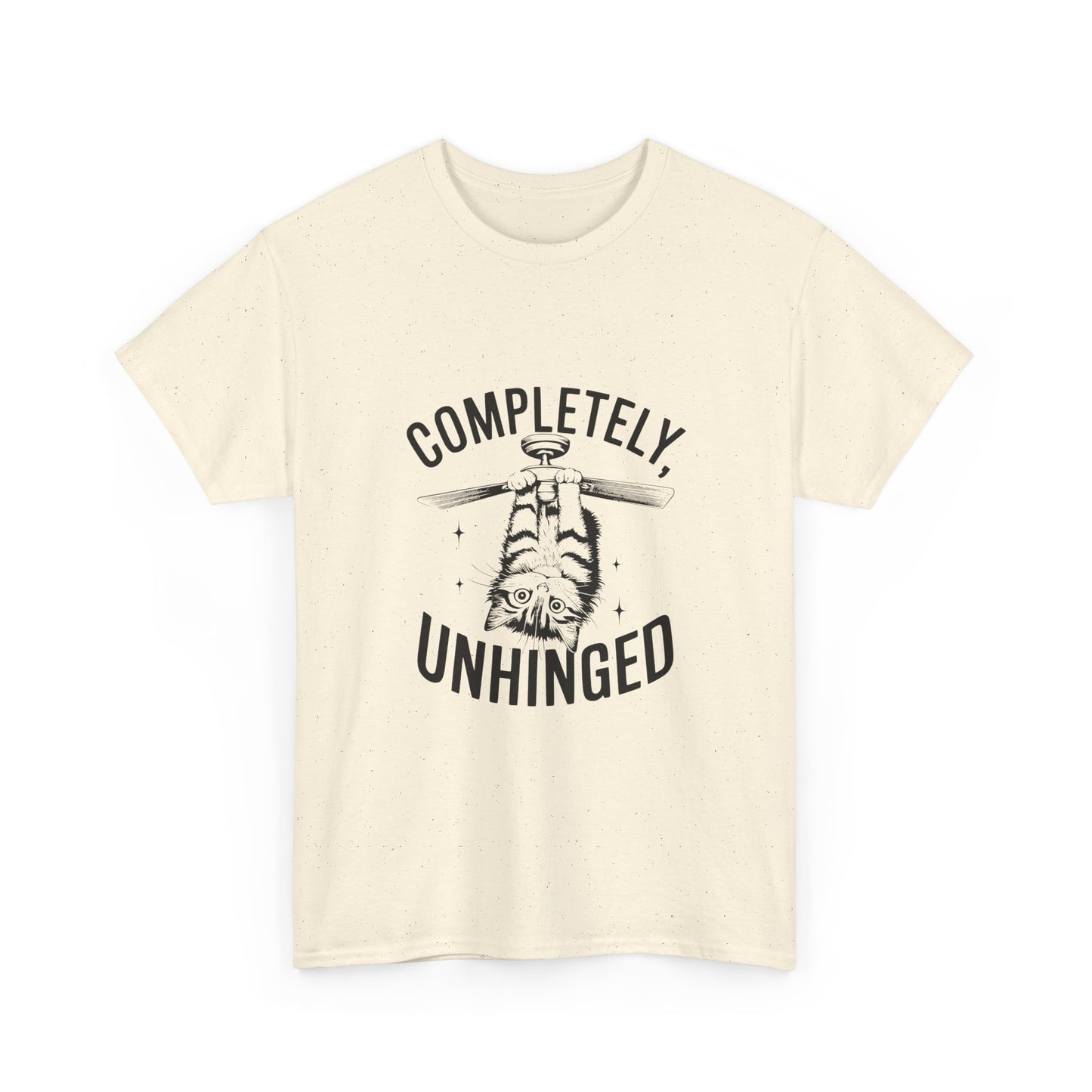 Funny T-Shirt — Completely Unhinged Graphic Tee (Vintage Cat Illustration)