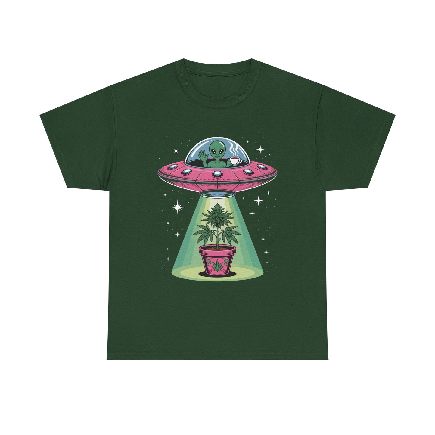 Alien UFO Plant Tee — Cute Extraterrestrial Plant Abduction Graphic T-Shirt
