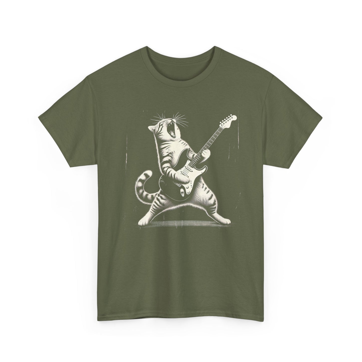 Cat Rocker T-Shirt — Guitar Playing Cat Vintage Band Tee
