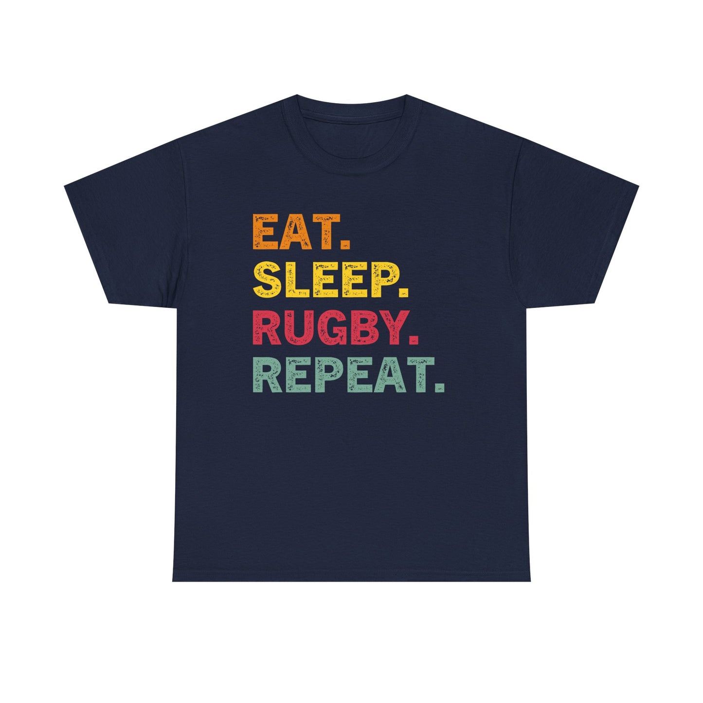 Rugby T-Shirt – "Eat. Sleep. Rugby. Repeat." Graphic Tee for Players & Fans