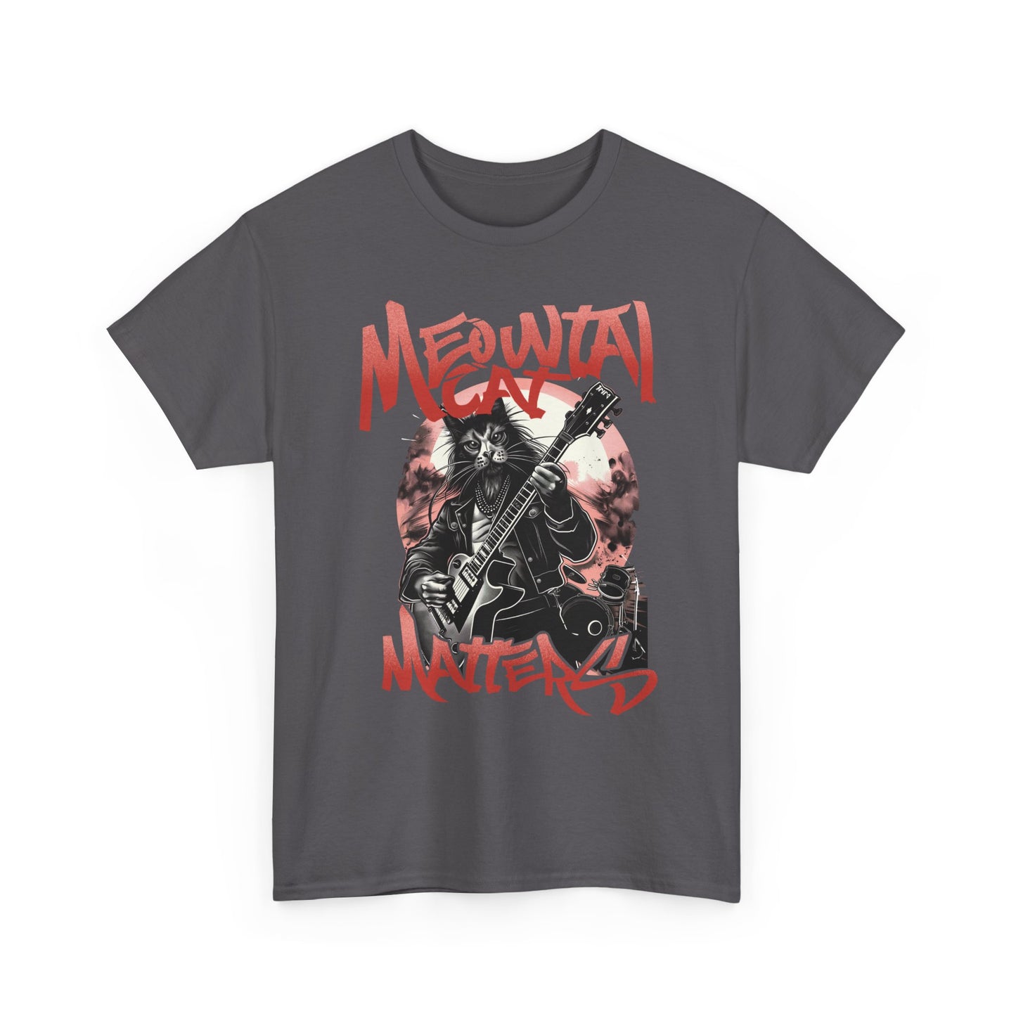 Cat Metal T-Shirt – “Meowtal Matters” Rock Guitar Cat Tee