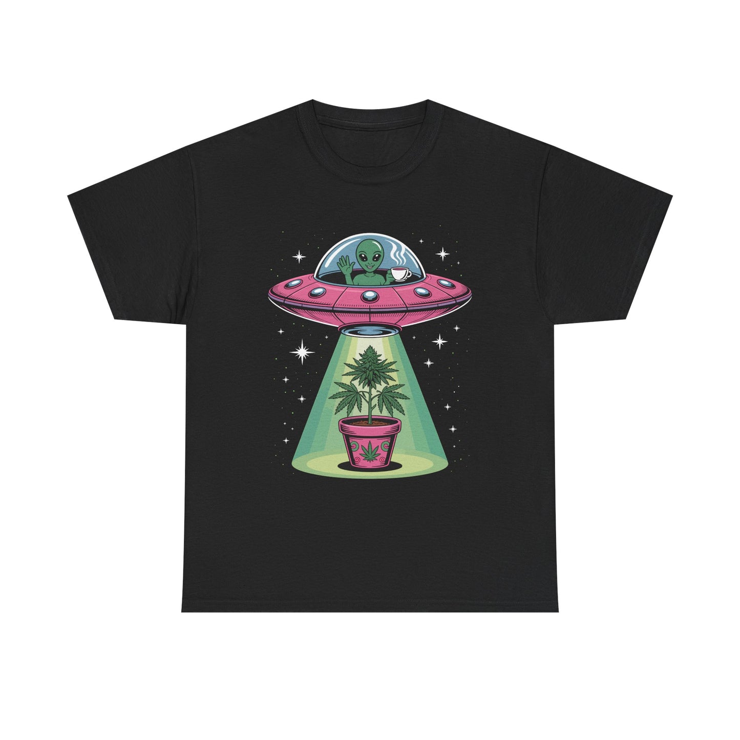 Alien UFO Plant Tee — Cute Extraterrestrial Plant Abduction Graphic T-Shirt