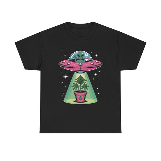 Alien UFO Plant Tee — Cute Extraterrestrial Plant Abduction Graphic T-Shirt