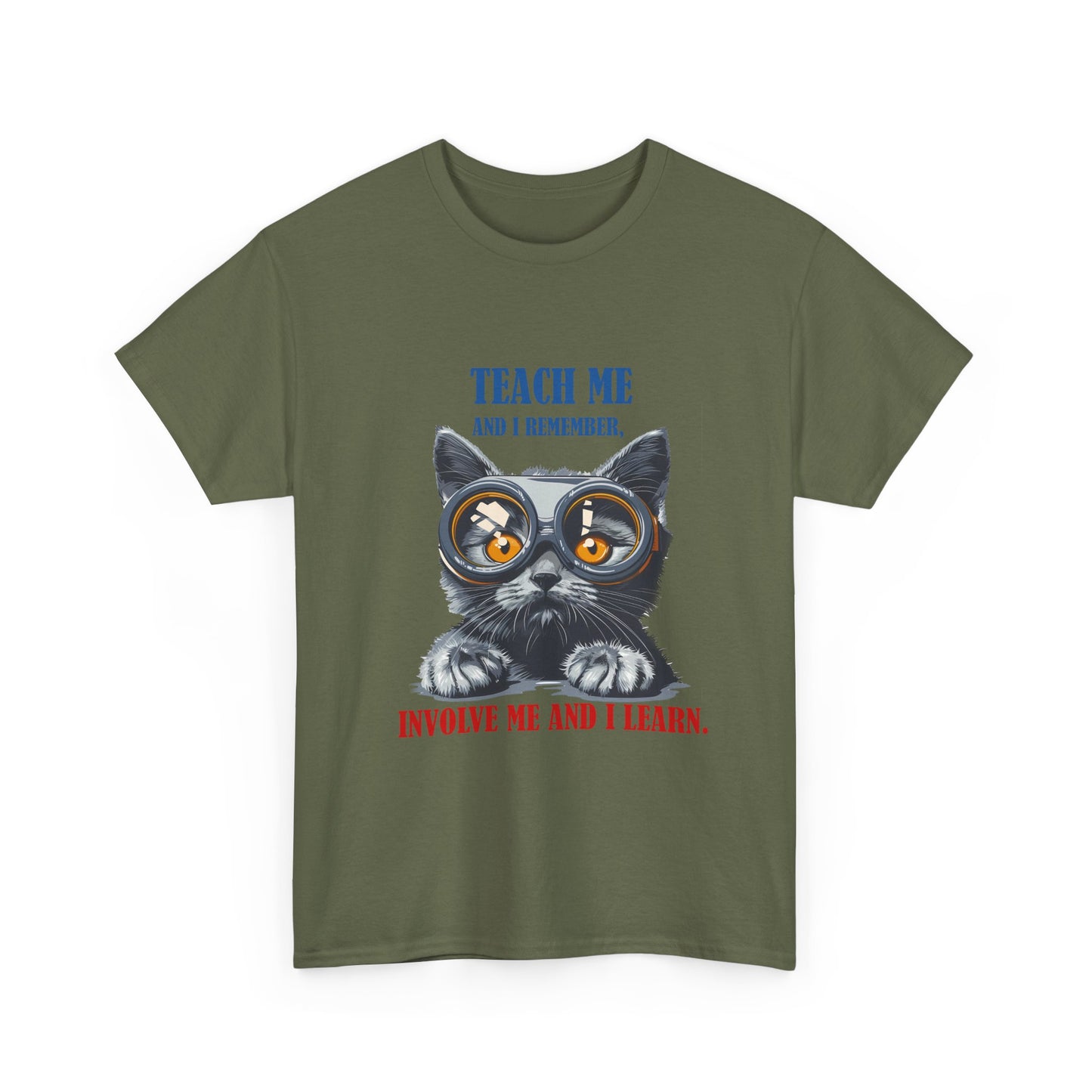 Cat Teacher T‑Shirt — “Teach Me and I Remember, Involve Me and I Learn” Educational Cat Tee