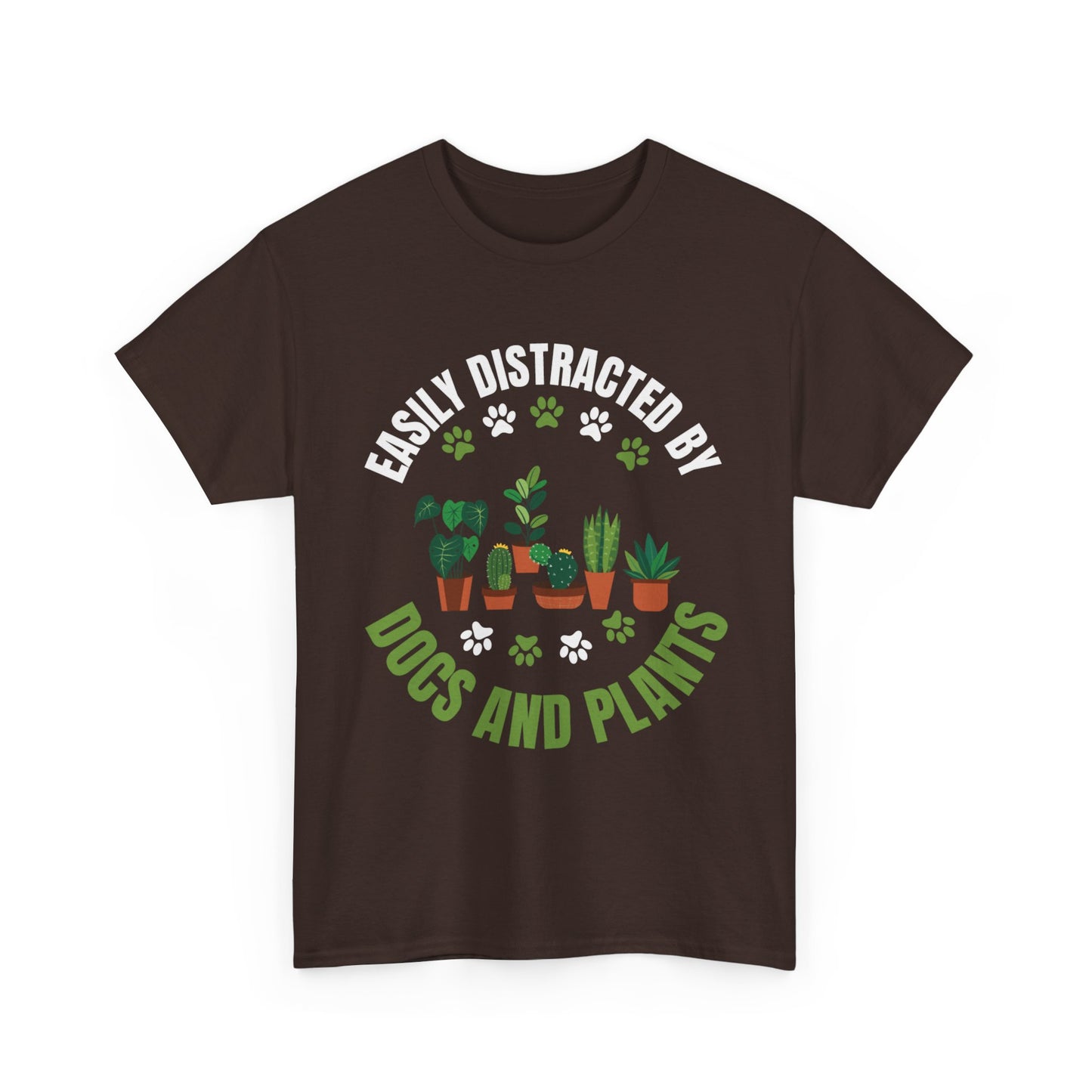 T‑Shirt — "Easily Distracted by Dogs and Plants" Graphic Tee for Dog Lovers & Plant Parents