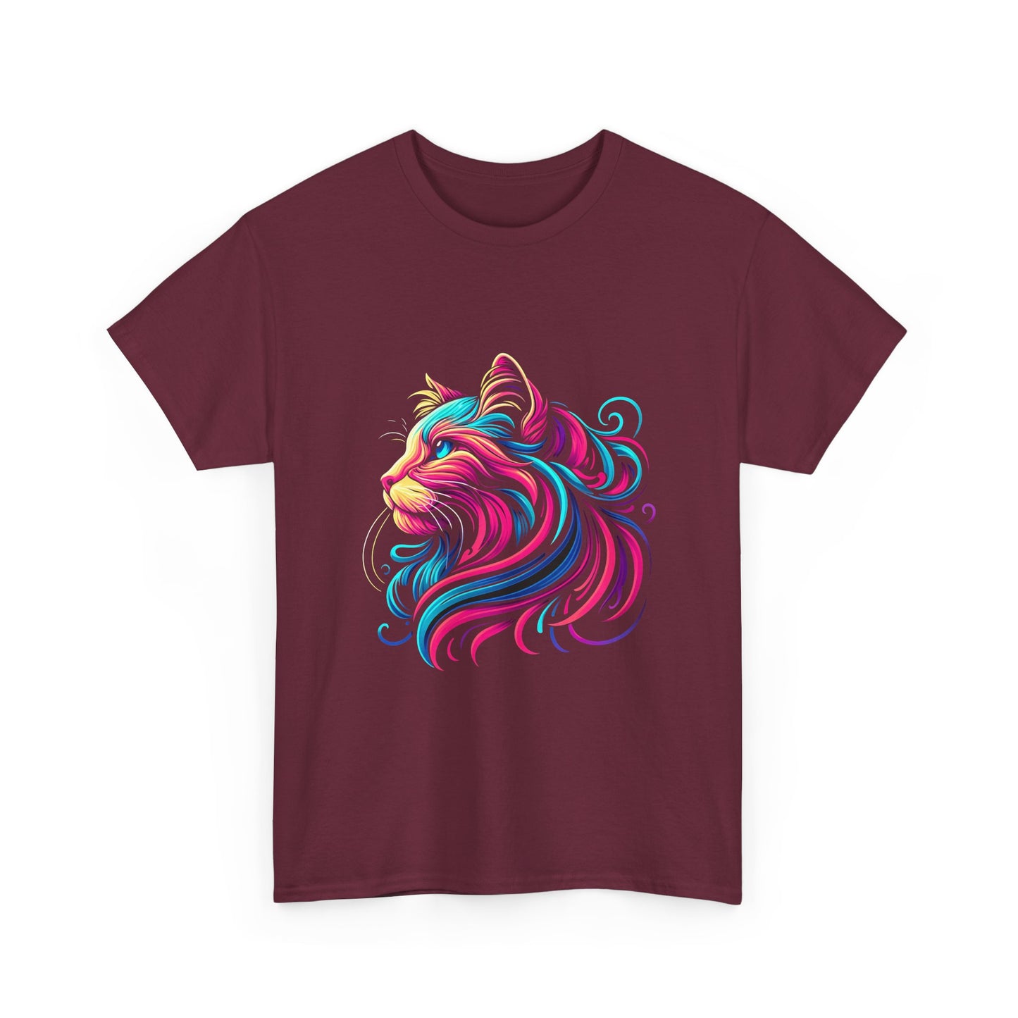 Colorful Cat Portrait T-Shirt — Vibrant Whimsical Feline Tee