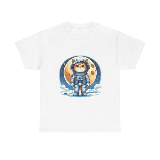 Astronaut Cat T-Shirt – Cute Space Kitty Tee with Moon