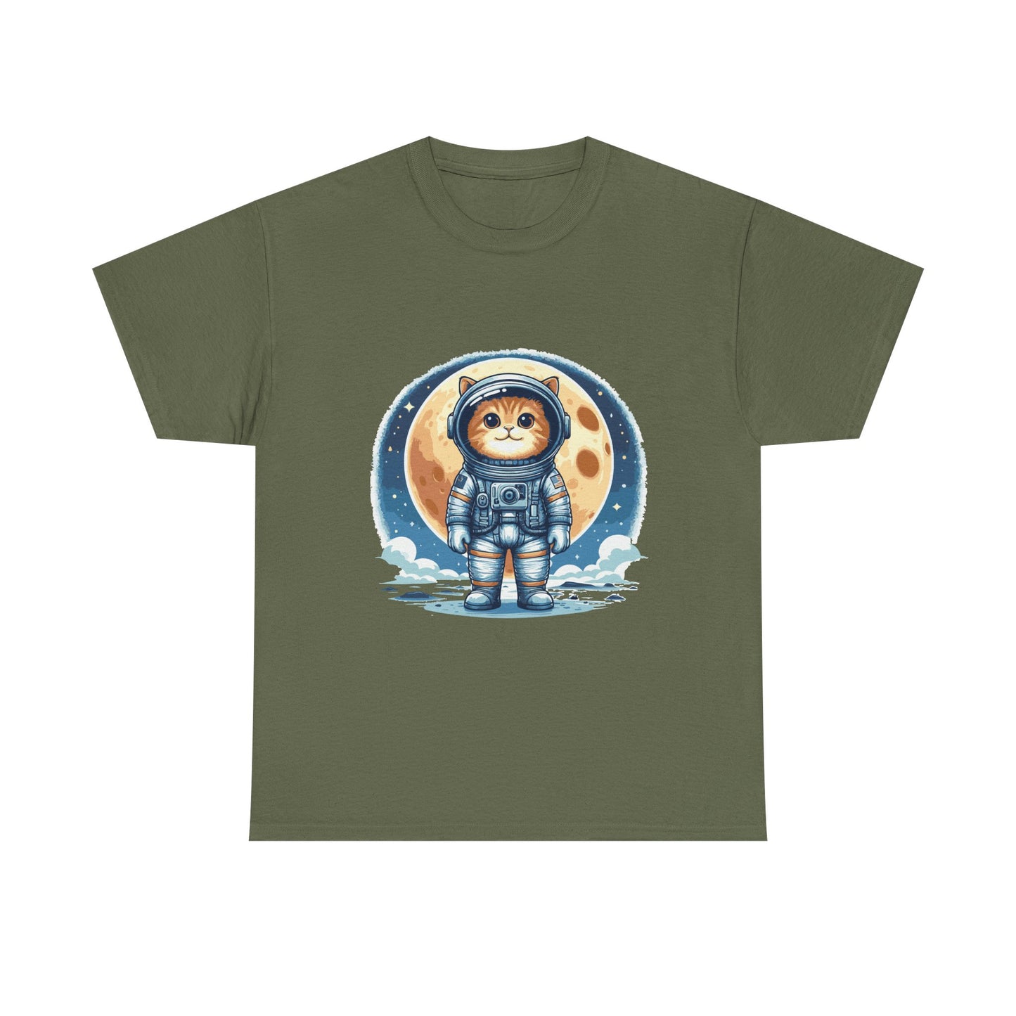 Astronaut Cat T-Shirt – Cute Space Kitty Tee with Moon