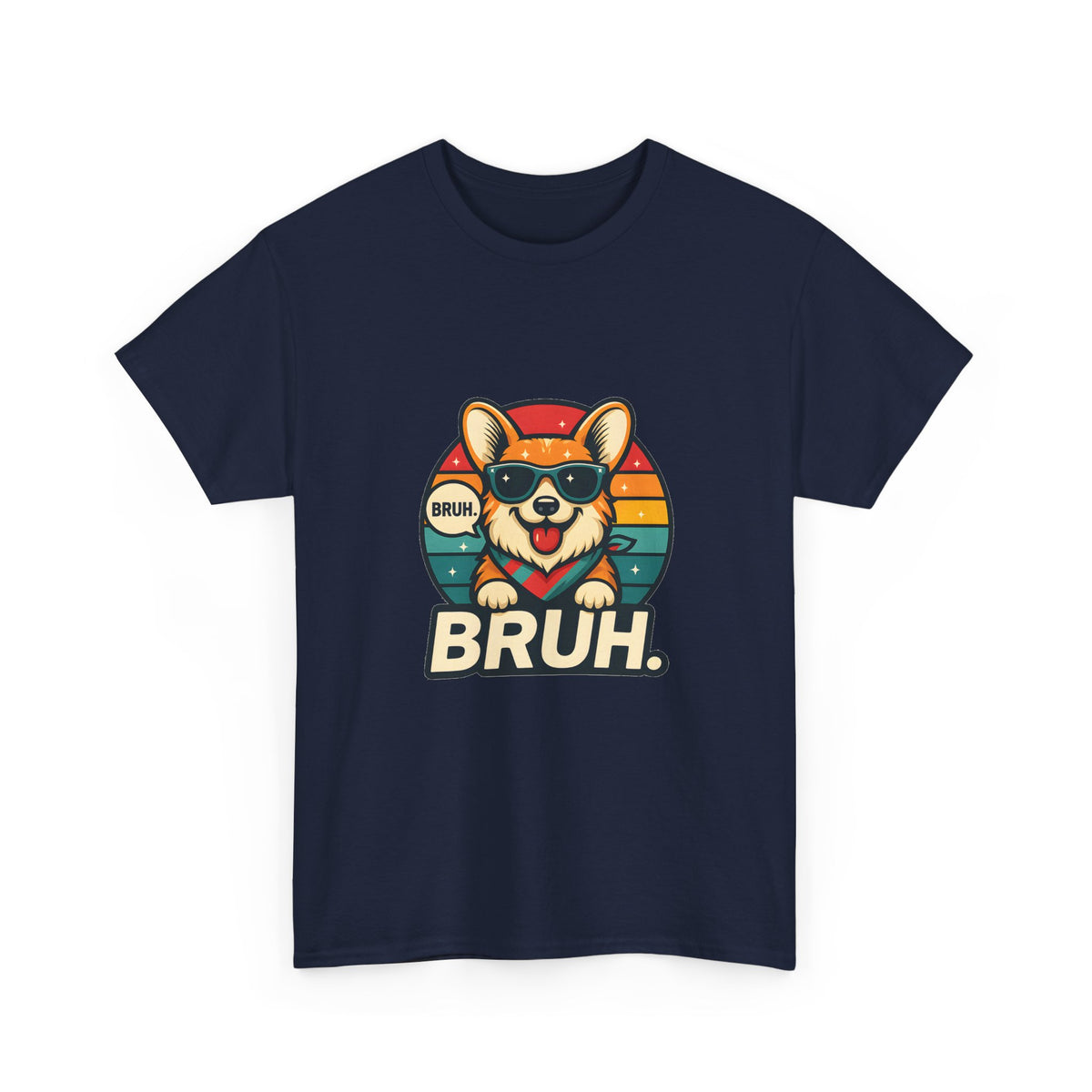 Corgi 'BRUH' Graphic Tee - Retro Sunglasses Dog T-Shirt