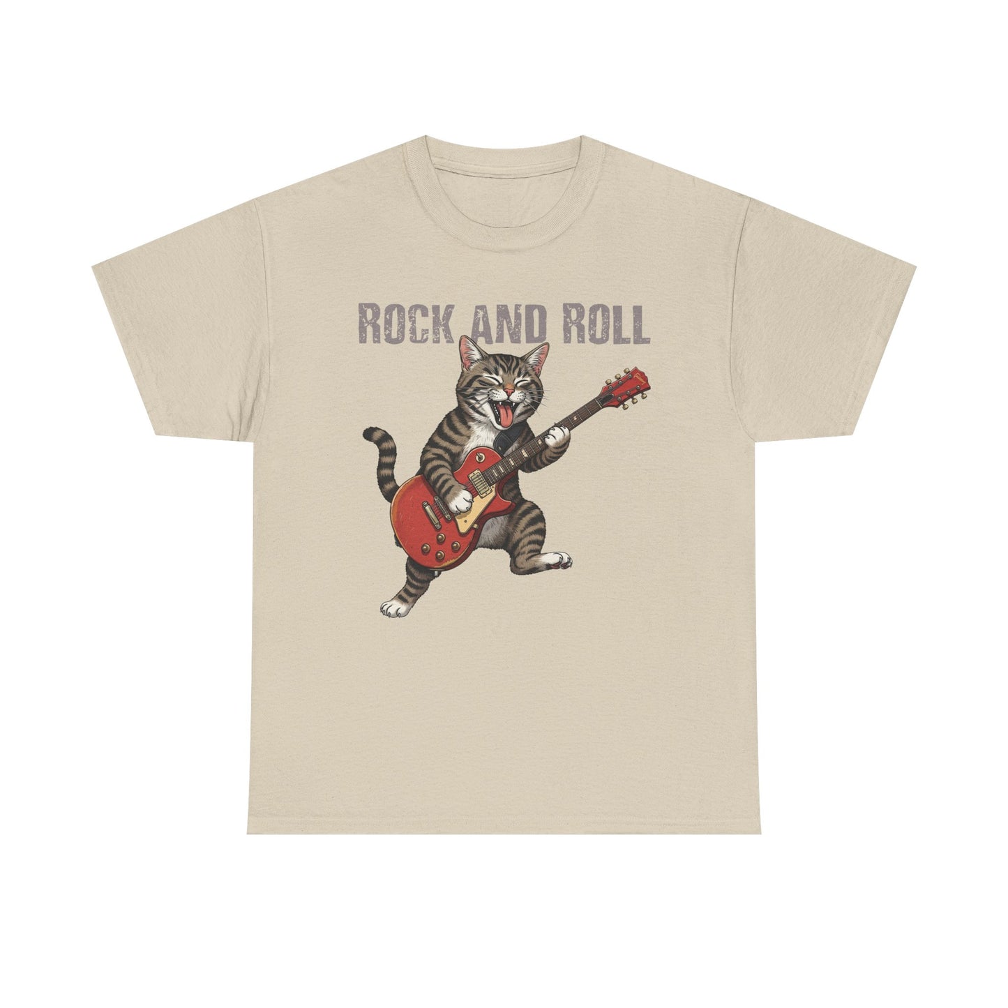 Rock and Roll Cat T-Shirt — Vintage Guitar Kitty Graphic Tee