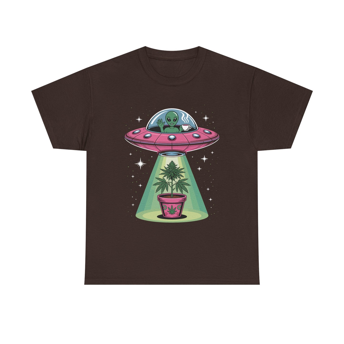 Alien UFO Plant Tee — Cute Extraterrestrial Plant Abduction Graphic T-Shirt
