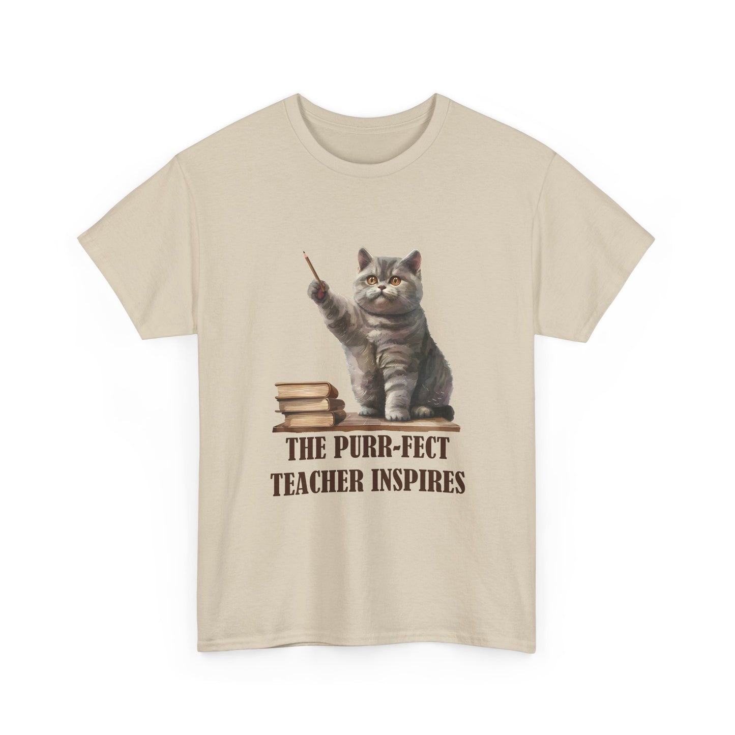 Teacher Cat T-Shirt — "The Purr-fect Teacher Inspires" Cute Gift for Educators