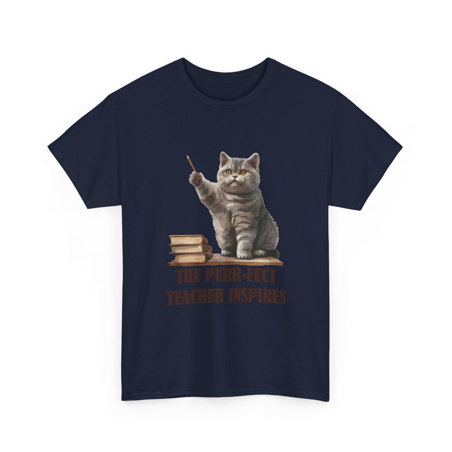 Teacher Cat T-Shirt — "The Purr-fect Teacher Inspires" Cute Gift for Educators